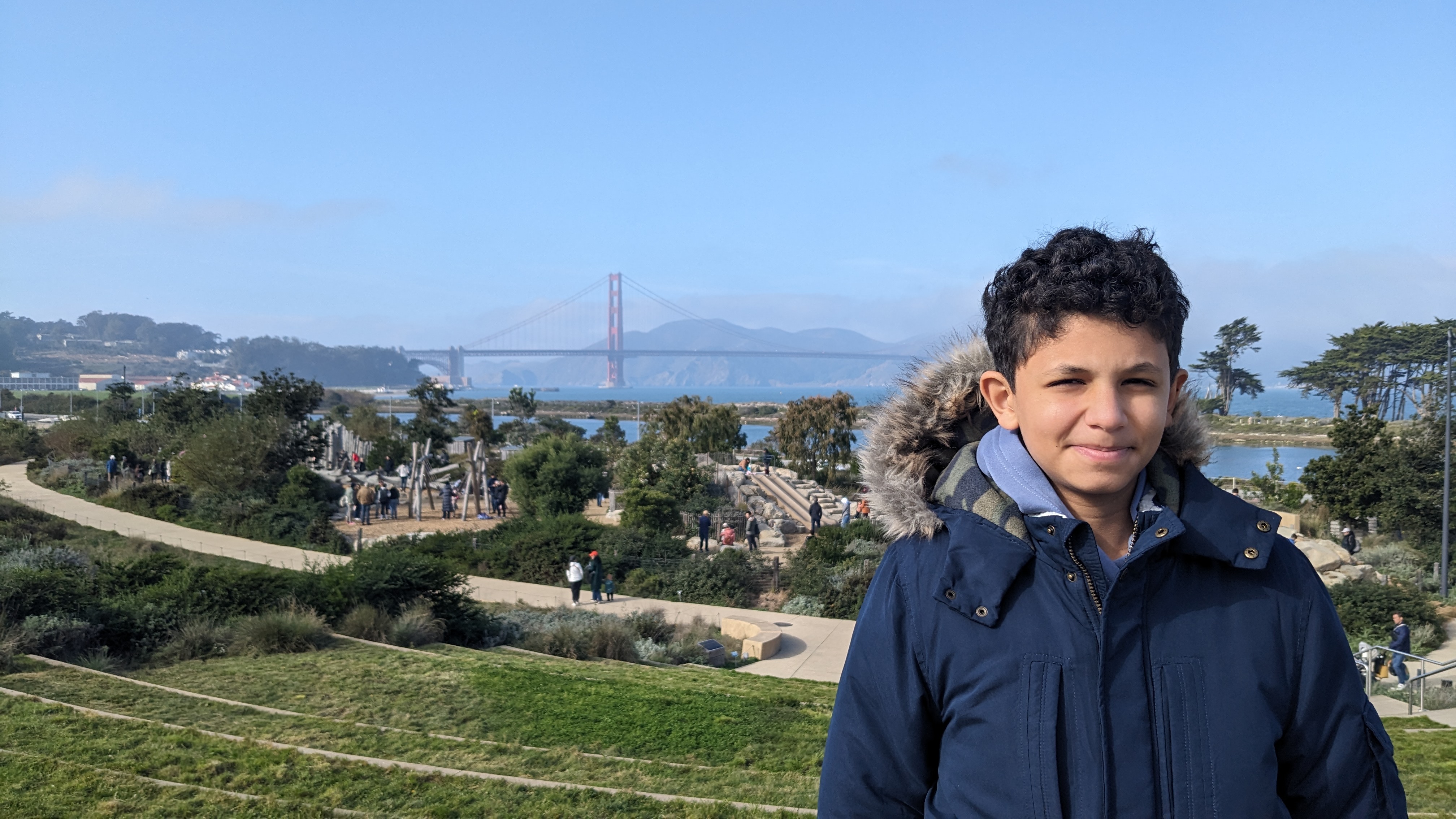 A photo of me with the Golden Gate Bridge in the background (2025)